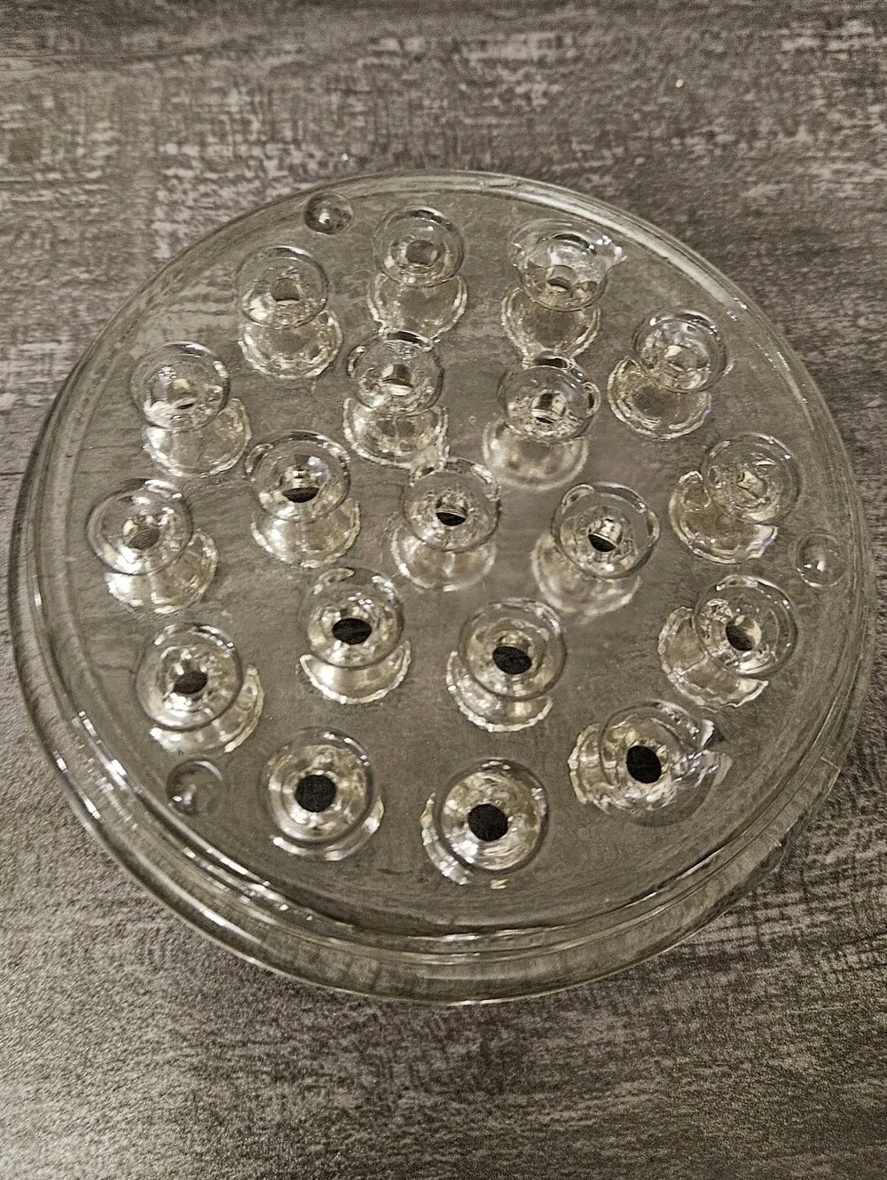 Vintage Clear Glass Flower Frogs- Set Of 2